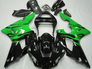 00-01 Schwarz Flamme & Grün R1 Motorrad Verkleidung