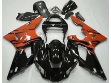 00-01 Schwarz Flamme & Orange R1 Motorrad Verkleidung