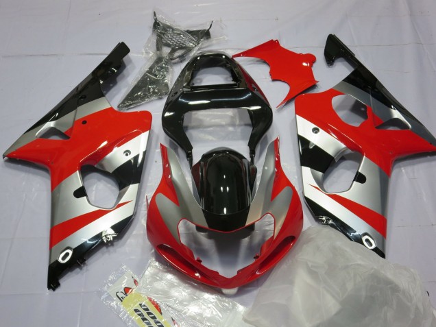 00-02 Rot-Silber & Schwarz GSXR 1000 Motorrad Verkleidung 00-02 Rot-Silber & Schwarz GSXR 1000 Motorrad Verkleidung