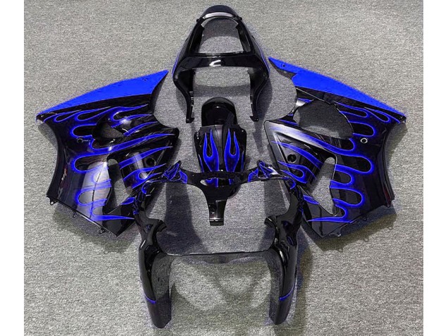 00-02 Schwarz Glänzend & Blau Flame ZX6R Motorrad Verkleidung