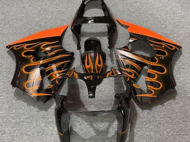 00-02 Schwarz Glänzend & Orange Flame ZX6R Motorrad Verkleidung
