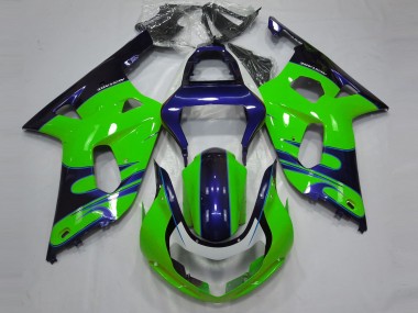 01-03 Glänzend Grün & Blau GSXR 600-750 Motorrad Verkleidung