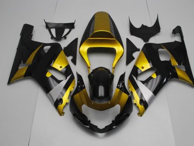 01-03 Glänzendes Schwarz & Gold GSXR 600-750 Motorrad Verkleidung