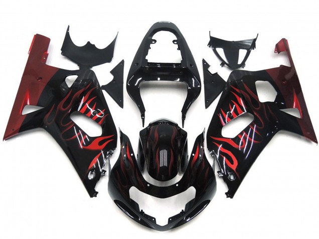 01-03 Leuchtend Rot Flamme GSXR 600-750 Motorrad Verkleidung 01-03 Leuchtend Rot Flamme GSXR 600-750 Motorrad Verkleidung