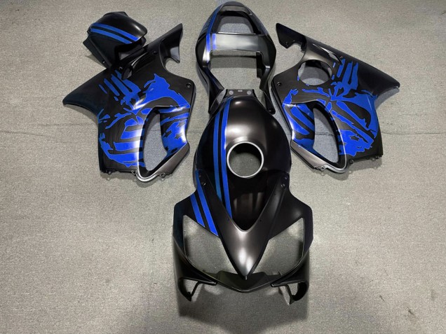 01-03 Matt Schwarzer & Blauer Totenkopf CBR600 F4i Motorrad Verkleidung 01-03 Matt Schwarzer & Blauer Totenkopf CBR600 F4i Motorrad Verkleidung
