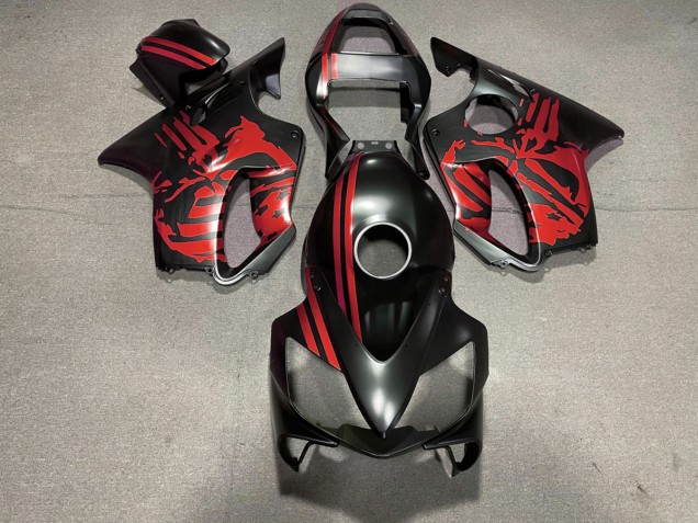 01-03 Matt Schwarzer & Rot Totenkopf CBR600 F4i Motorrad Verkleidung 01-03 Matt Schwarzer & Rot Totenkopf CBR600 F4i Motorrad Verkleidung