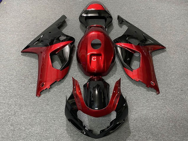 01-03 Rot Glänzend & Schwarz GSXR 600-750 Motorrad Verkleidung 01-03 Rot Glänzend & Schwarz GSXR 600-750 Motorrad Verkleidung