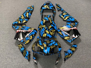 03-04 Blau & Gold Camo CBR600RR Motorrad Verkleidung