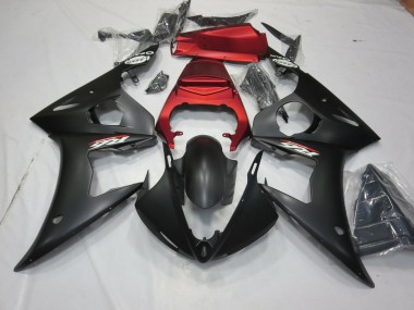 03-04 Matt Schwarz & Rot R6 Motorrad Verkleidung