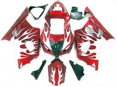 03-04 Weiß & Rot Flamme GSXR 1000 Motorrad Verkleidung