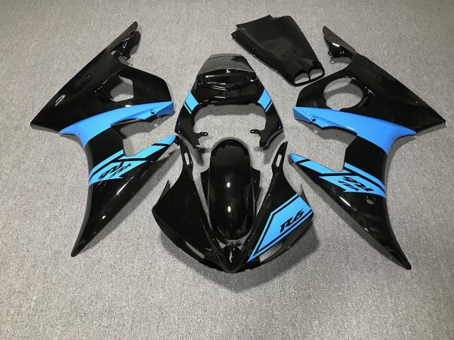 03-04 Schwarz Glänzend & Hellblau R6 Motorrad Verkleidung 03-04 Schwarz Glänzend & Hellblau R6 Motorrad Verkleidung