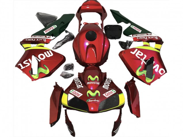 03-04 Tiefrot Movistar CBR600RR Motorrad Verkleidung 03-04 Tiefrot Movistar CBR600RR Motorrad Verkleidung