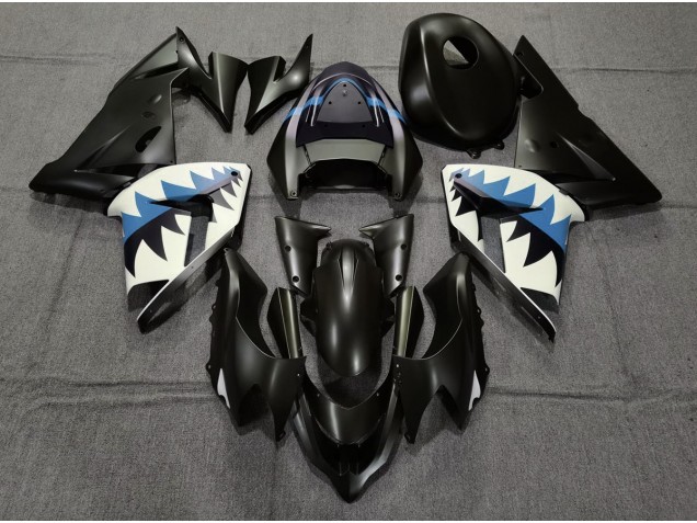 04-05 Matt Schwarzer & Hellblauer Hai ZX10R Motorrad Verkleidung
