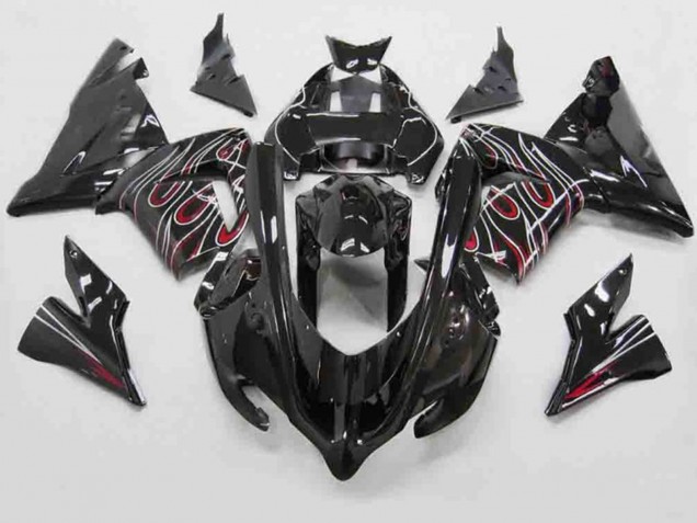 04-05 Rot Schwarz Flamme ZX10R Motorrad Verkleidung