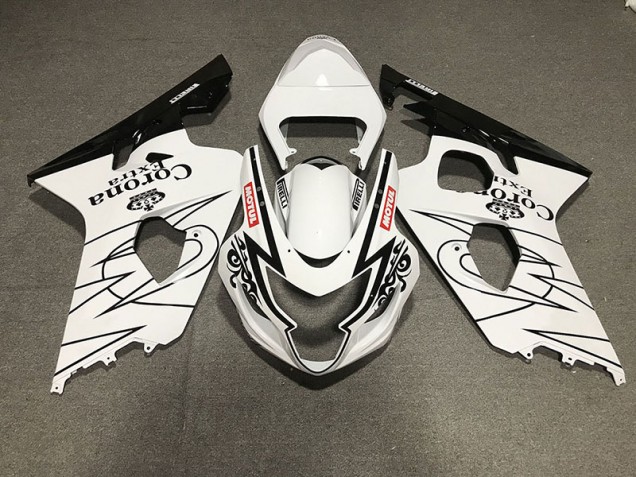 04-05 Schwarz Glänzend & Weiß Corona Stil GSXR 600-750 Motorrad Verkleidung