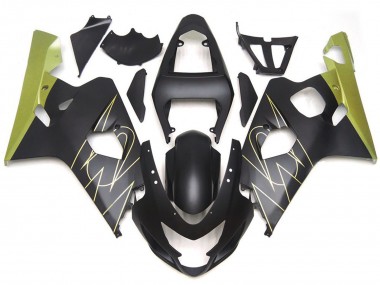04-05 Schwarz Matt & Gold Corona Benutzerdefiniert GSXR 600-750 Motorrad Verkleidung