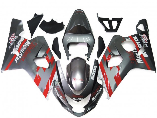04-05 Silber & Rot Movistar GSXR 600-750 Motorrad Verkleidung