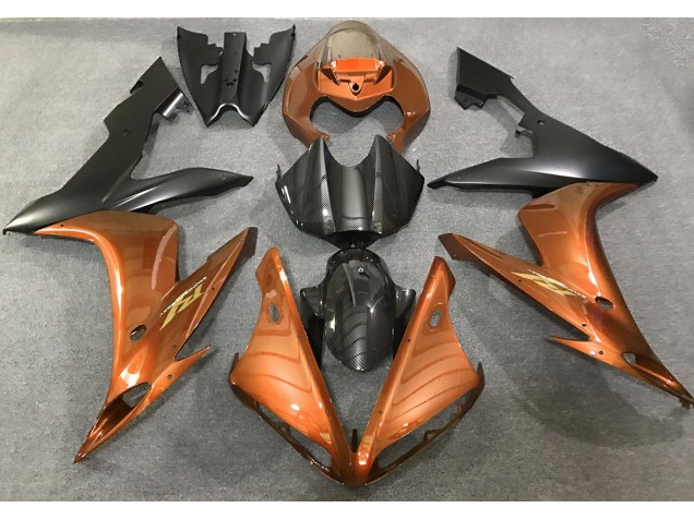 04-06 Orange Glänzend & Kohlefaser Stil R1 Motorrad Verkleidung 04-06 Orange Glänzend & Kohlefaser Stil R1 Motorrad Verkleidung