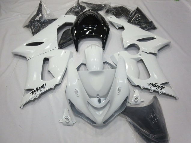 05-06 Glänzend Weiß Mit Schwarzem Heck ZX6R Motorrad Verkleidung 05-06 Glänzend Weiß Mit Schwarzem Heck ZX6R Motorrad Verkleidung