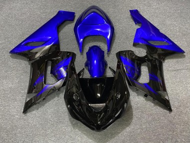 05-06 Glänzendes Schwarz & Blau ZX6R Motorrad Verkleidung