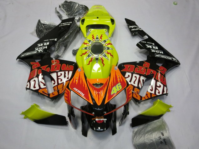 05-06 Leuchtend Gelb Rossi CBR600RR Motorrad Verkleidung 05-06 Leuchtend Gelb Rossi CBR600RR Motorrad Verkleidung