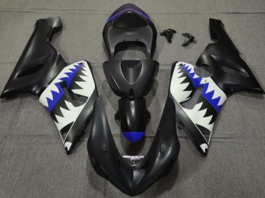 05-06 Matt Schwarzer & Blauer Hai ZX6R Motorrad Verkleidung