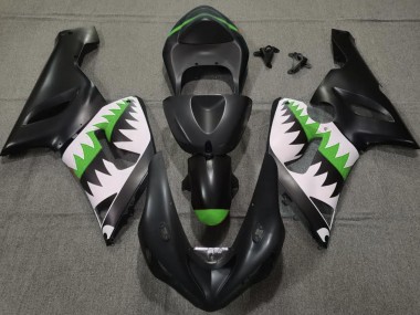 05-06 Matt Schwarzer & Grüner Hai ZX6R Motorrad Verkleidung