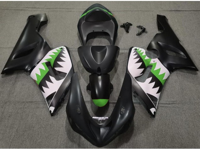 05-06 Matt Schwarzer & Grüner Hai ZX6R Motorrad Verkleidung 05-06 Matt Schwarzer & Grüner Hai ZX6R Motorrad Verkleidung