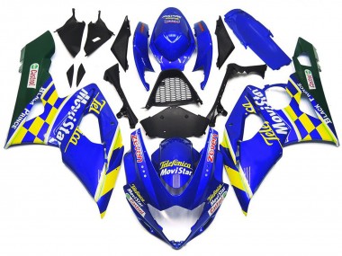 05-06 Movistar Blau & Gelb Kariert GSXR 1000 Motorrad Verkleidung