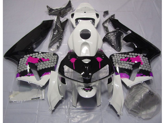 05-06 Rosa Splatter Auf Glanz Schwarz CBR600RR Motorrad Verkleidung 05-06 Rosa Splatter Auf Glanz Schwarz CBR600RR Motorrad Verkleidung