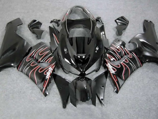 05-06 Rot Schwarz Flamme ZX6R Motorrad Verkleidung 05-06 Rot Schwarz Flamme ZX6R Motorrad Verkleidung