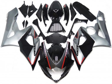 05-06 Schwarz & Silber Glänzend Mit Rot GSXR 1000 Motorrad Verkleidung