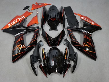 06-07 Bacardi Schwarz & Orange GSXR 600-750 Motorrad Verkleidung