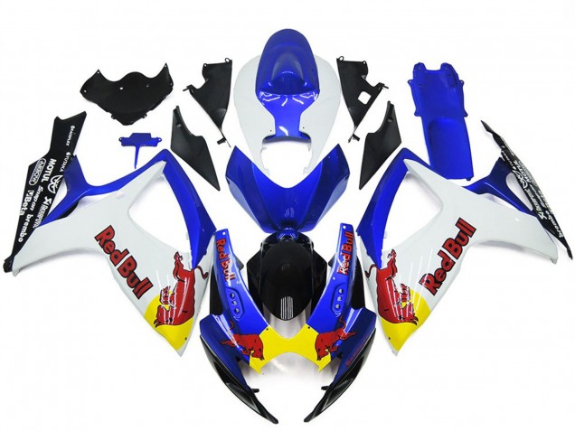 06-07 Weiß & Blau Rot Bull Custom GSXR 600-750 Motorrad Verkleidung 06-07 Weiß & Blau Rot Bull Custom GSXR 600-750 Motorrad Verkleidung