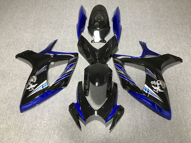06-07 Glänzend Blau & Schwarz Custom GSXR 600-750 Motorrad Verkleidung 06-07 Glänzend Blau & Schwarz Custom GSXR 600-750 Motorrad Verkleidung