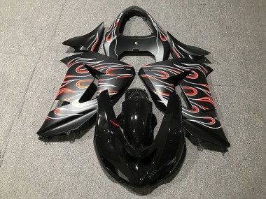 06-07 Matt Schwarz & Flamme ZX10R Motorrad Verkleidung