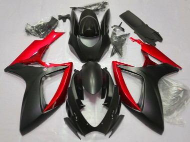 06-07 Matt Schwarz & Rot GSXR 600-750 Motorrad Verkleidung