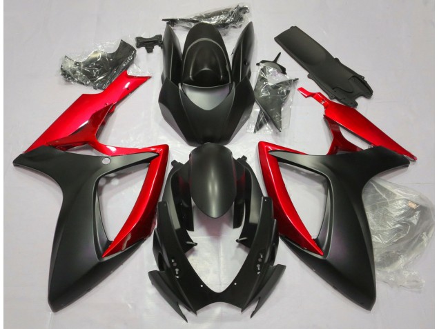 06-07 Matt Schwarz & Rot GSXR 600-750 Motorrad Verkleidung 06-07 Matt Schwarz & Rot GSXR 600-750 Motorrad Verkleidung