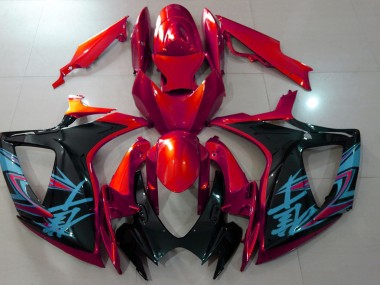 06-07 Rot & Schwarz Glänzend GSXR 600-750 Motorrad Verkleidung