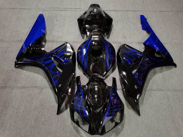 06-07 Schwarz Glänzend Blau Flame CBR1000RR Motorrad Verkleidung 06-07 Schwarz Glänzend Blau Flame CBR1000RR Motorrad Verkleidung