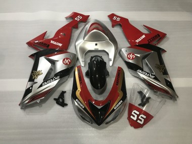 06-07 Silber Glänzend & Rot ZX10R Motorrad Verkleidung