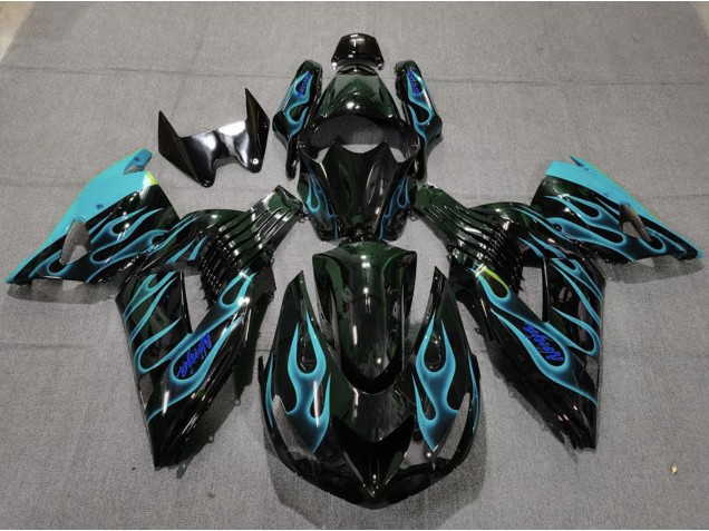 06-11 Hellblau Flamme ZX14R Motorrad Verkleidung