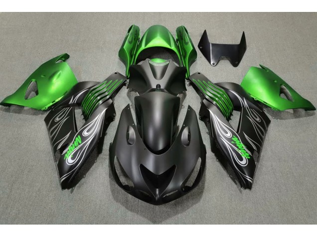 06-11 Matt Schwarz & Grün ZX14R Motorrad Verkleidung