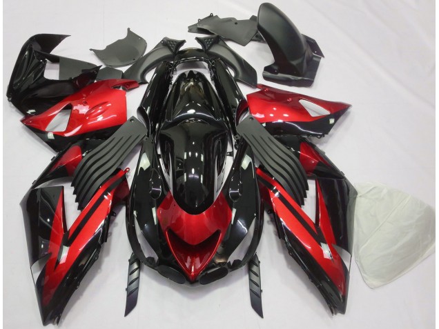 06-11 Rot & Schwarz Glänzend Schlicht ZX14R Motorrad Verkleidung 06-11 Rot & Schwarz Glänzend Schlicht ZX14R Motorrad Verkleidung
