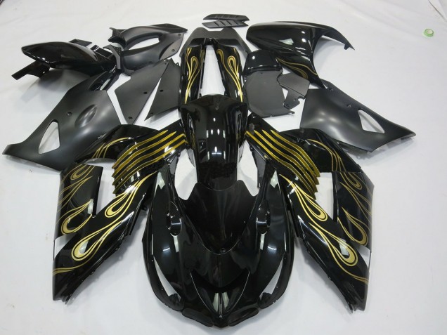 06-11 Schwarz Gold & Weiß ZX14R Motorrad Verkleidung