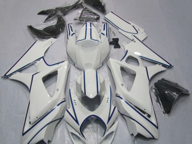 07-08 Glänzend Weißer Blauer Nadelstreifen GSXR 1000 Motorrad Verkleidung