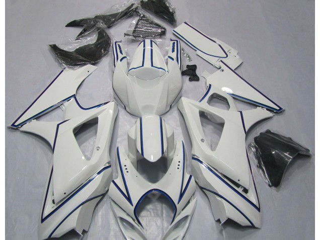 07-08 Glänzend Weißer Blauer Nadelstreifen GSXR 1000 Motorrad Verkleidung 07-08 Glänzend Weißer Blauer Nadelstreifen GSXR 1000 Motorrad Verkleidung