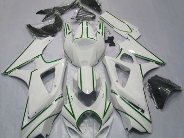 07-08 Glänzend Weißer Grüner Nadelstreifen GSXR 1000 Motorrad Verkleidung