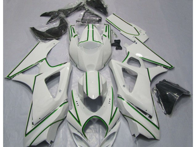 07-08 Glänzend Weißer Grüner Nadelstreifen GSXR 1000 Motorrad Verkleidung 07-08 Glänzend Weißer Grüner Nadelstreifen GSXR 1000 Motorrad Verkleidung