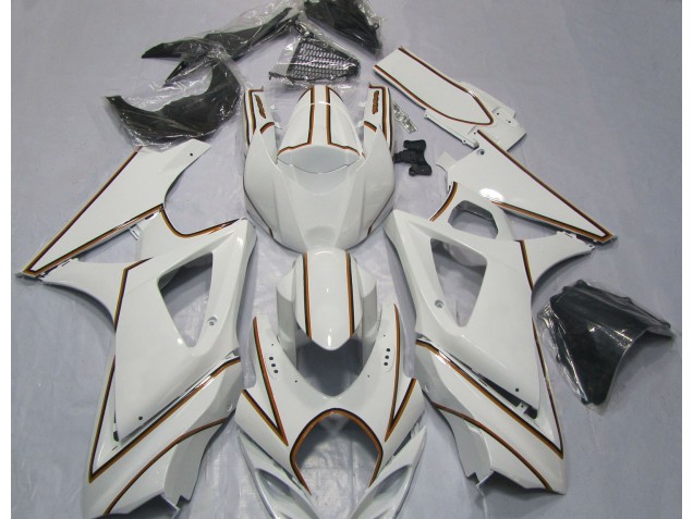 07-08 Glänzend Weißer Oranger Nadelstreifen GSXR 1000 Motorrad Verkleidung 07-08 Glänzend Weißer Oranger Nadelstreifen GSXR 1000 Motorrad Verkleidung